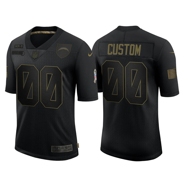 Men's Los Angeles Chargers 2020 Customize Black Salute To Service Limited Stitched Jersey